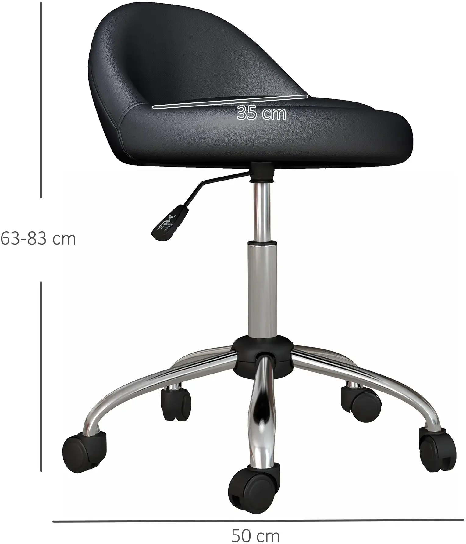 Taburet pentru salon de infrumusetare Homcom 503-026V00BK (Black/Silver) - 5