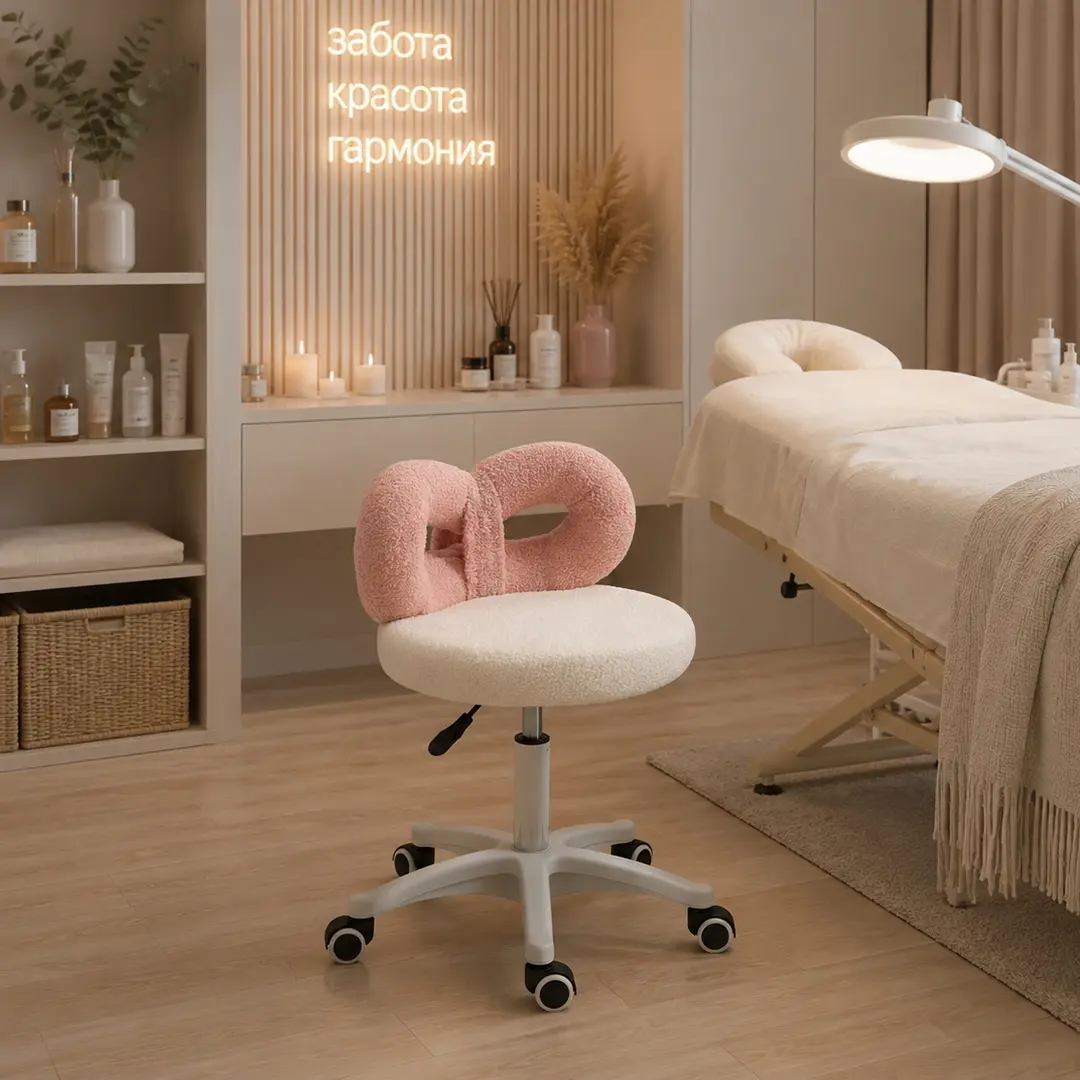 Табурет для салона красоты Homcom 921-878V00WT (White/Pink)