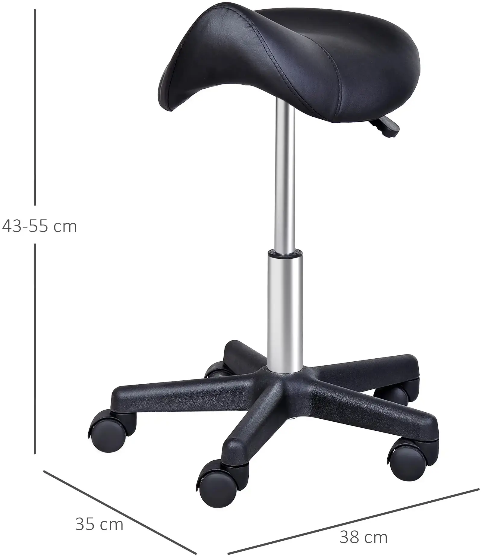 Табурет-седло для салона красоты Homcom 71-0016 (Black/Silver) - 8