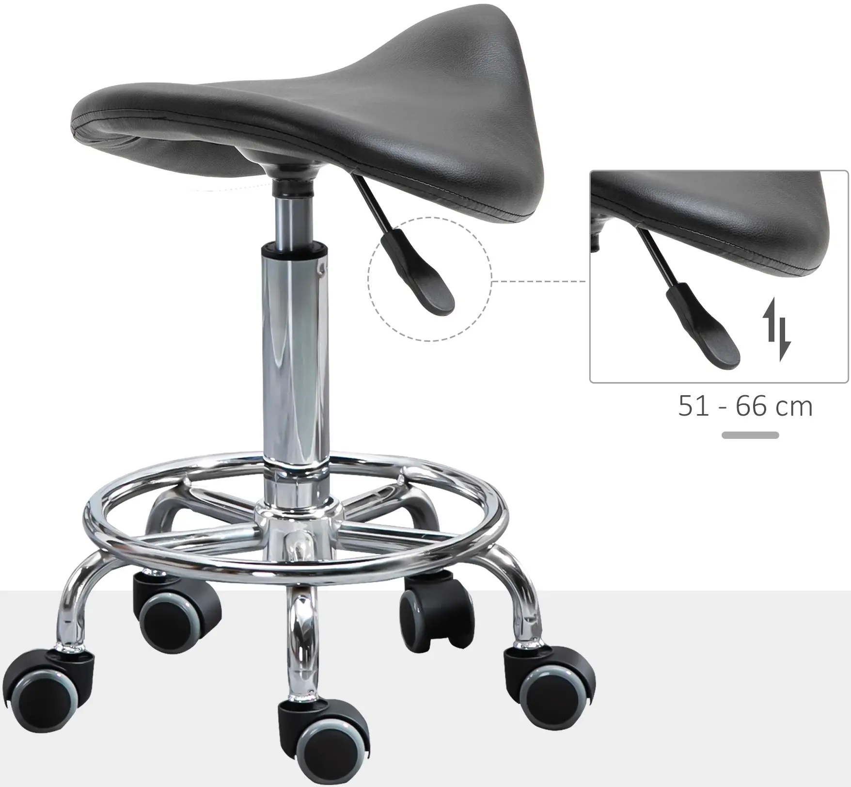 Табурет-седло Homcom 503-009BK (Black/Silver) - 4
