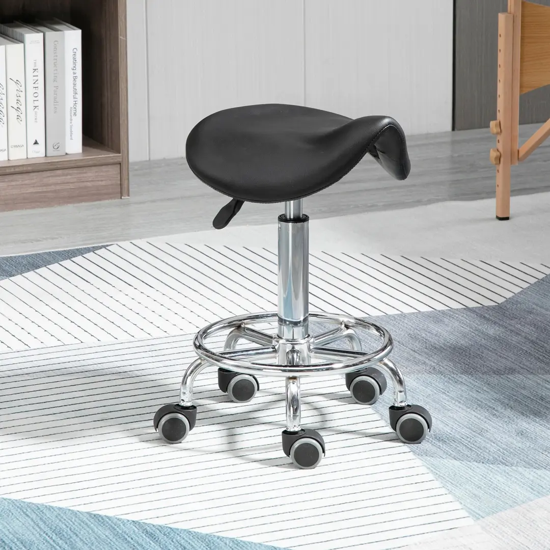 Табурет-седло Homcom 503-009BK (Black/Silver)