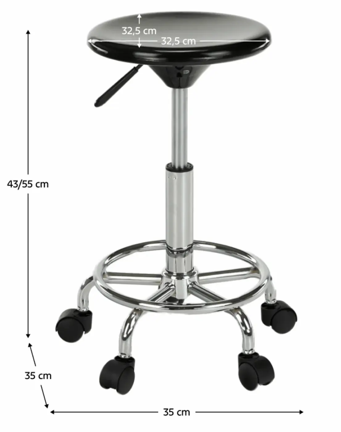 Tabureta de coafor Tempo Kondela Mabel 4 NEW (Black/Chrome) - 11