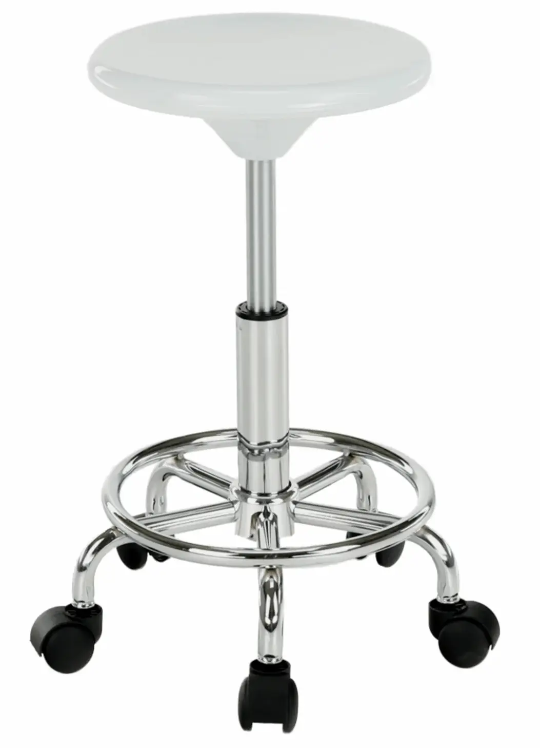 Tabureta de coafor Tempo Kondela Mabel 4 NEW (White/Chrome) - 2