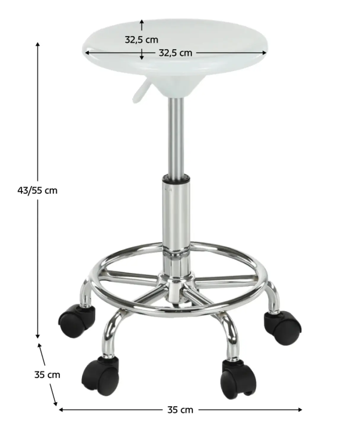Tabureta de coafor Tempo Kondela Mabel 4 NEW (White/Chrome) - 12