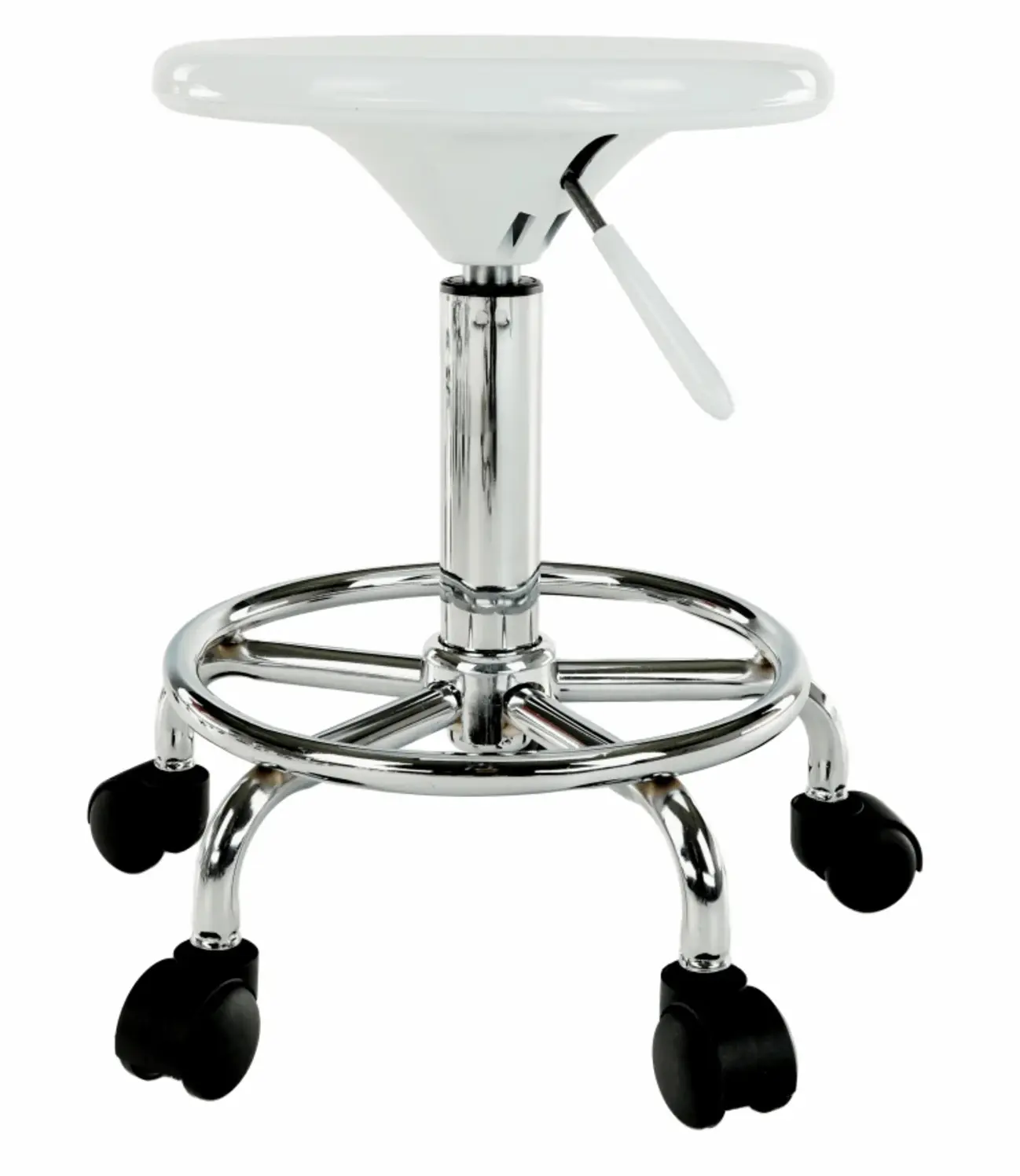 Tabureta de coafor Tempo Kondela Mabel 4 NEW (White/Chrome) - 6