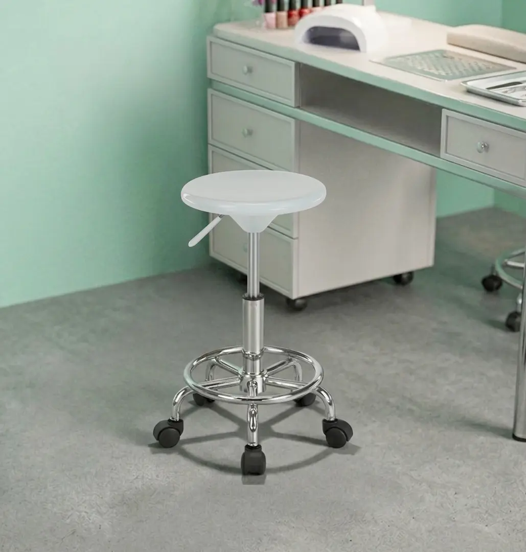 Tabureta de coafor Tempo Kondela Mabel 4 NEW (White/Chrome)