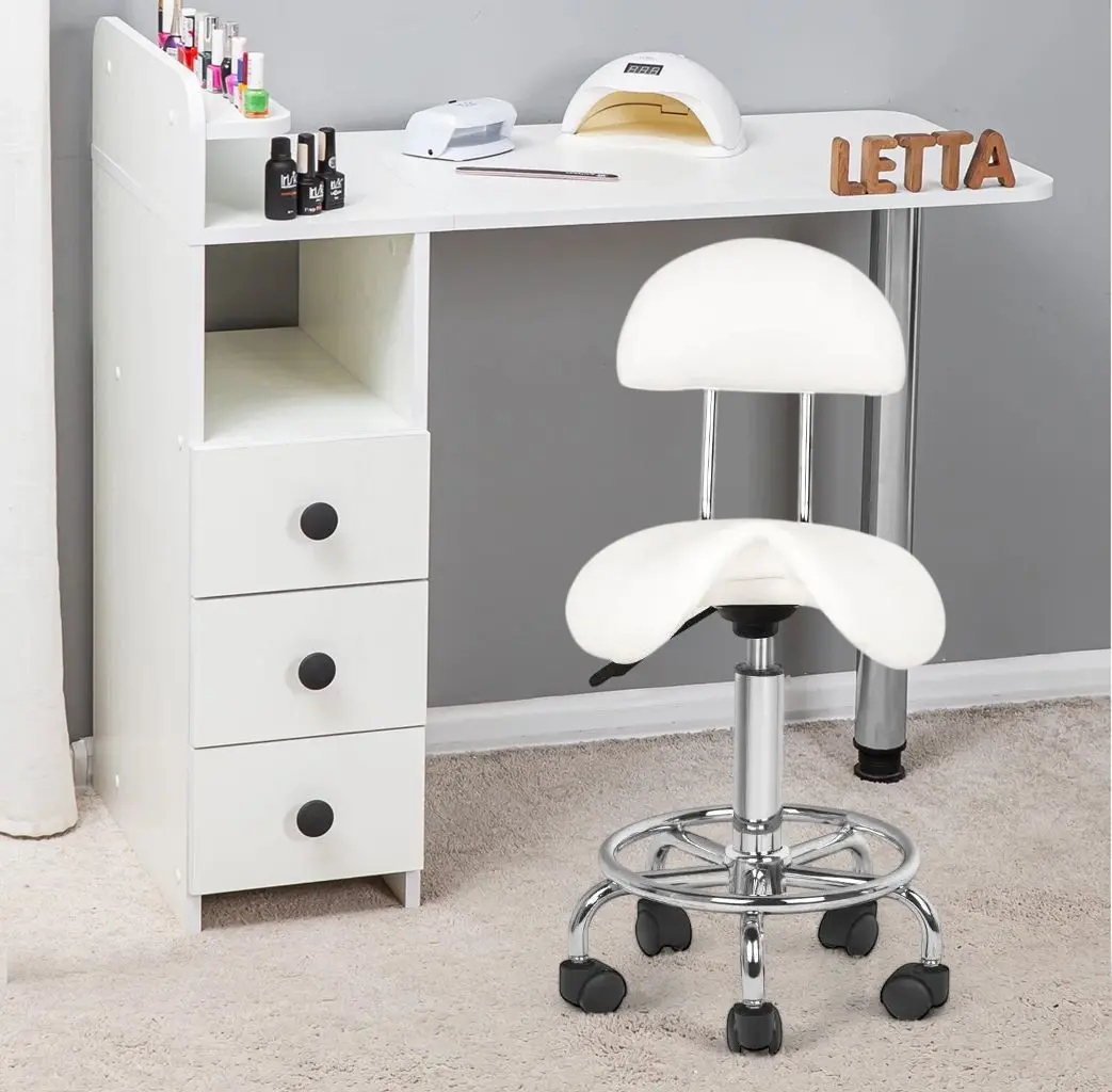 Taburet pentru salon de infrumusetare Activeshop 6001 (White)