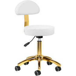 Taburet pentru salon de infrumusetare Activeshop AM-304G 148126 (White/Gold) Thumb