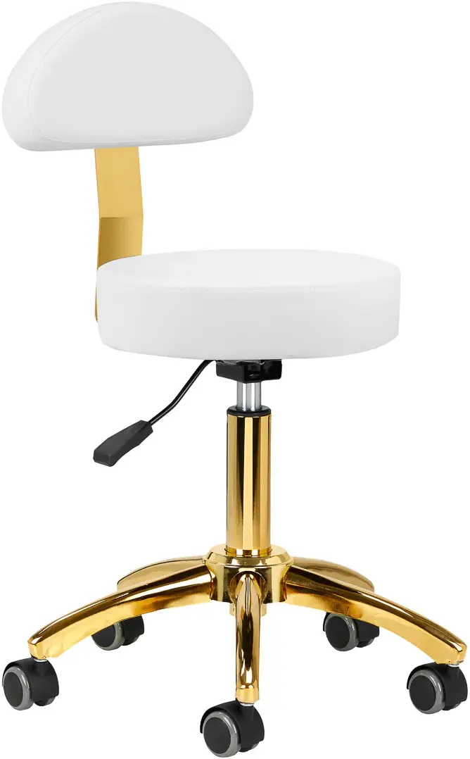Taburet pentru salon de infrumusetare Activeshop AM-304G 148126 (White/Gold)