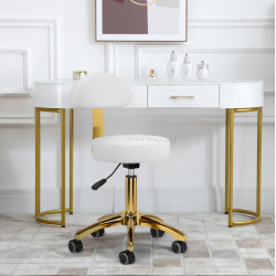 Taburet pentru salon de infrumusetare Activeshop AM-304G 148126 (White/Gold)