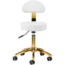 Taburet pentru salon de infrumusetare Activeshop AM-304G 148126 (White/Gold) Thumb