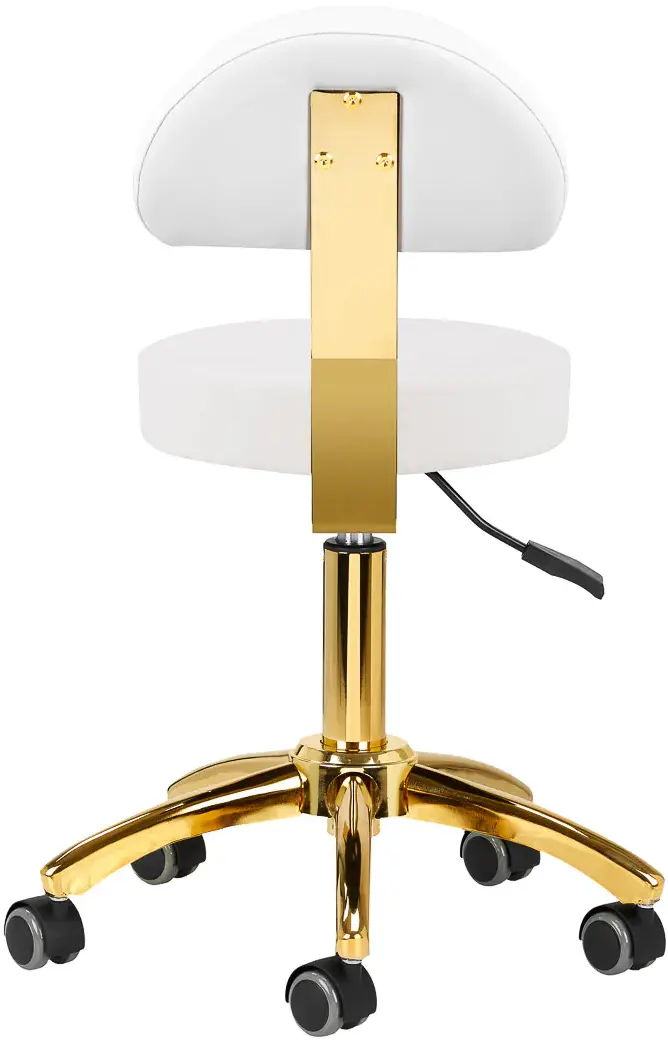 Taburet pentru salon de infrumusetare Activeshop AM-304G 148126 (White/Gold)