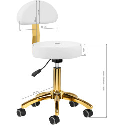 Taburet pentru salon de infrumusetare Activeshop AM-304G 148126 (White/Gold) Thumb