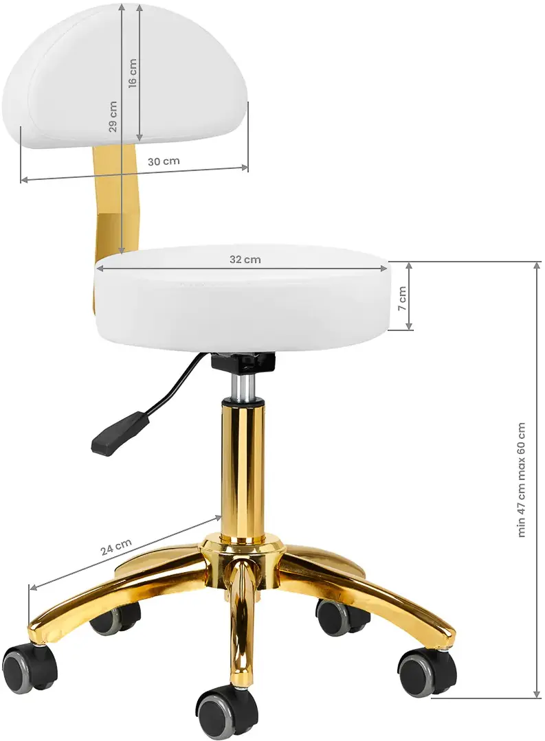 Taburet pentru salon de infrumusetare Activeshop AM-304G 148126 (White/Gold)