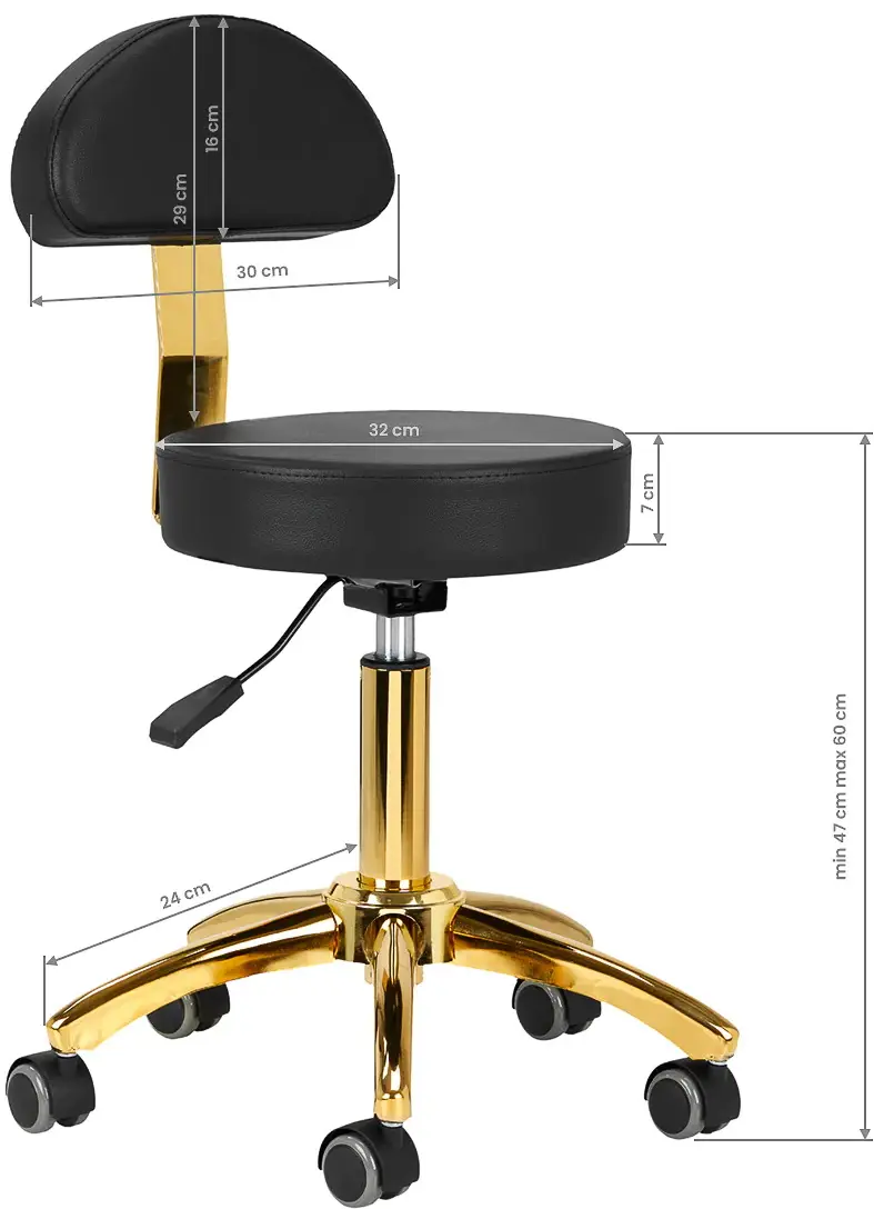 Taburet pentru salon de infrumusetare Activeshop AM-304G 148165 (Black/Gold)