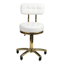 Taburet pentru salon de infrumusetare Activeshop AM-961 131988 (White/Gold) Thumb