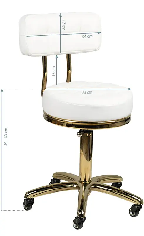 Taburet pentru salon de infrumusetare Activeshop AM-961 131988 (White/Gold)