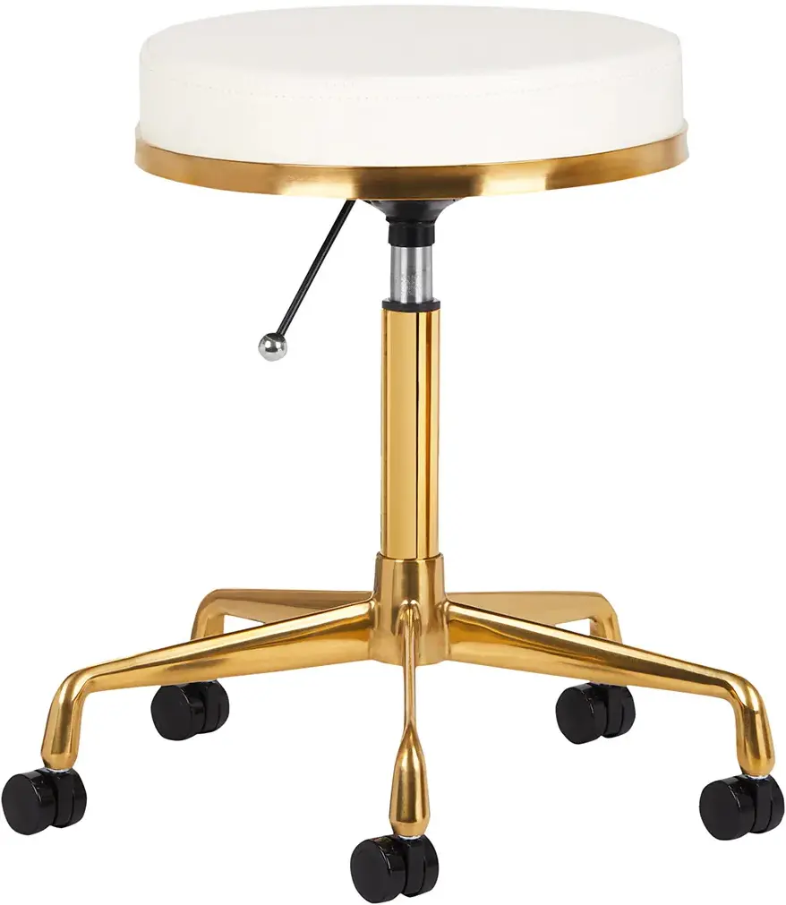 Taburet pentru salon de infrumusetare Activeshop H4 140258 (White/Gold)