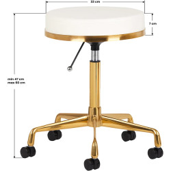 Taburet pentru salon de infrumusetare Activeshop H4 140258 (White/Gold) Thumb