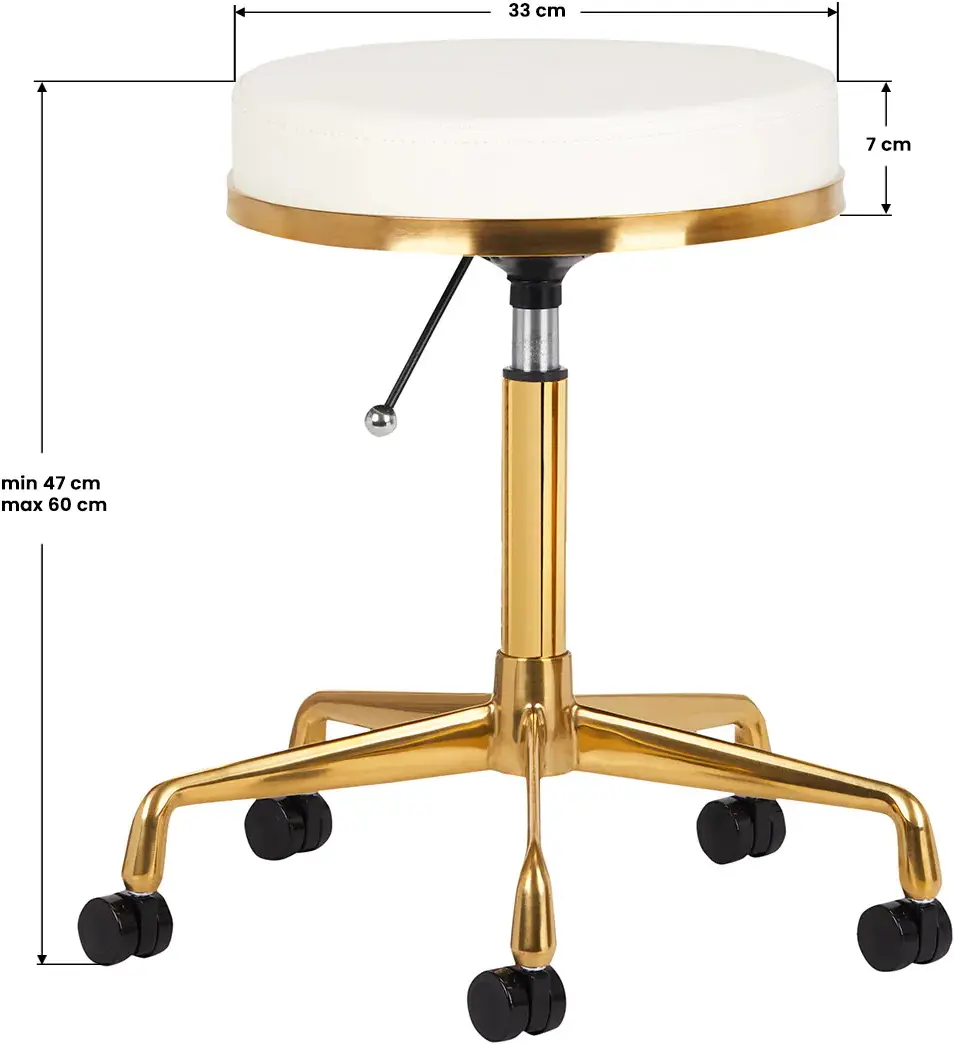 Taburet pentru salon de infrumusetare Activeshop H4 140258 (White/Gold)