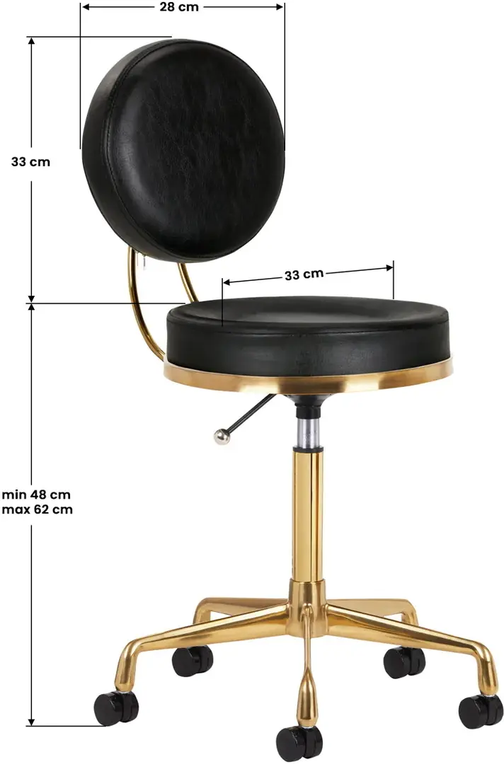 Taburet pentru salon de infrumusetare Activeshop H5 140259 (Black/Gold)