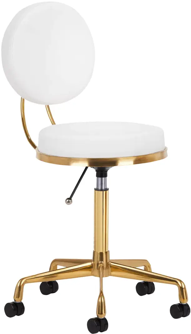 Taburet pentru salon de infrumusetare Activeshop H5 140260 (White/Gold)