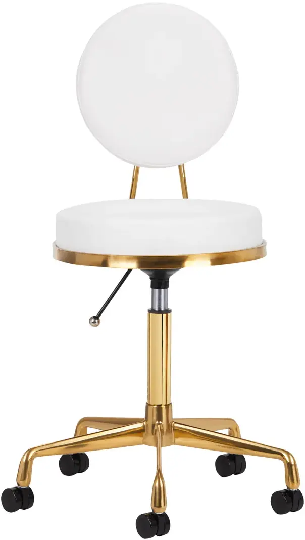Taburet pentru salon de infrumusetare Activeshop H5 140260 (White/Gold)