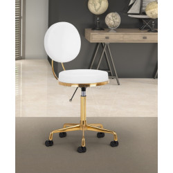 Taburet pentru salon de infrumusetare Activeshop H5 140260 (White/Gold)