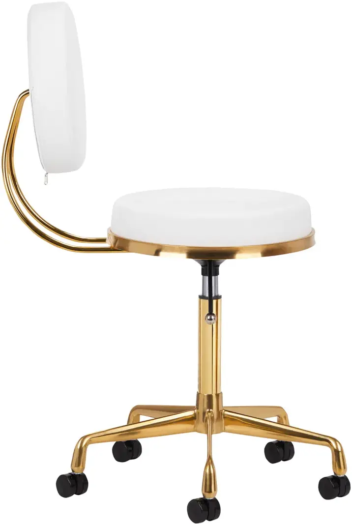 Taburet pentru salon de infrumusetare Activeshop H5 140260 (White/Gold)