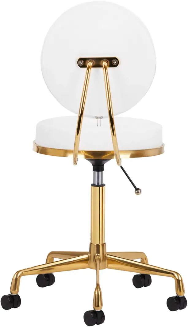 Taburet pentru salon de infrumusetare Activeshop H5 140260 (White/Gold)