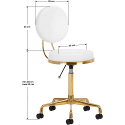 Taburet pentru salon de infrumusetare Activeshop H5 140260 (White/Gold) Thumb