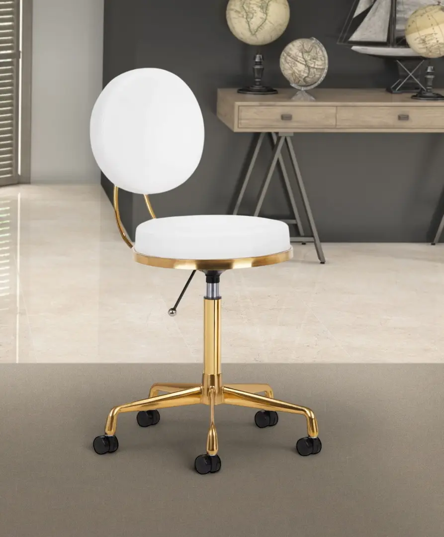 Taburet pentru salon de infrumusetare Activeshop H5 140260 (White/Gold)
