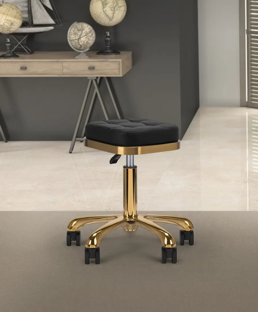 Taburet pentru salon de infrumusetare Activeshop M-1645 137482 (Black/Gold)