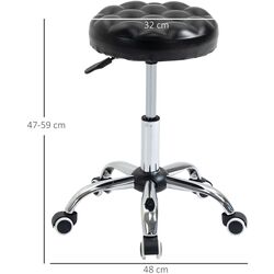 Taburet pentru salon de infrumusetare Homcom 700-091 48x48x59 cm (Black) Thumb