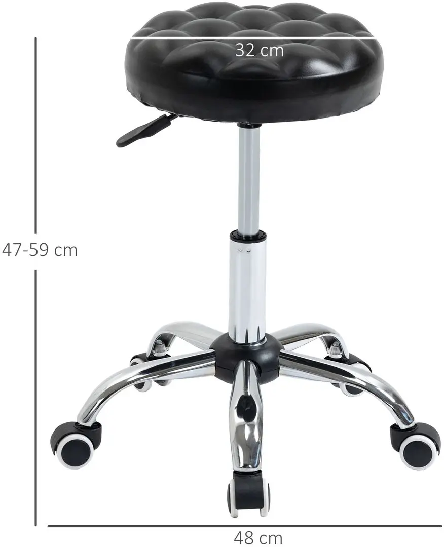 Taburet pentru salon de infrumusetare Homcom 700-091 48x48x59 cm (Black)