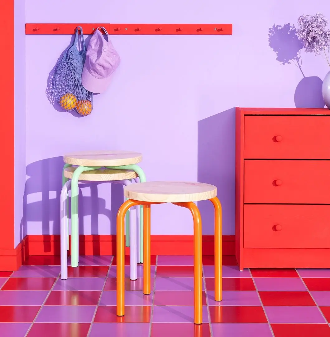 Табурет Ikea Domsten (Оранжевый/Сосна)