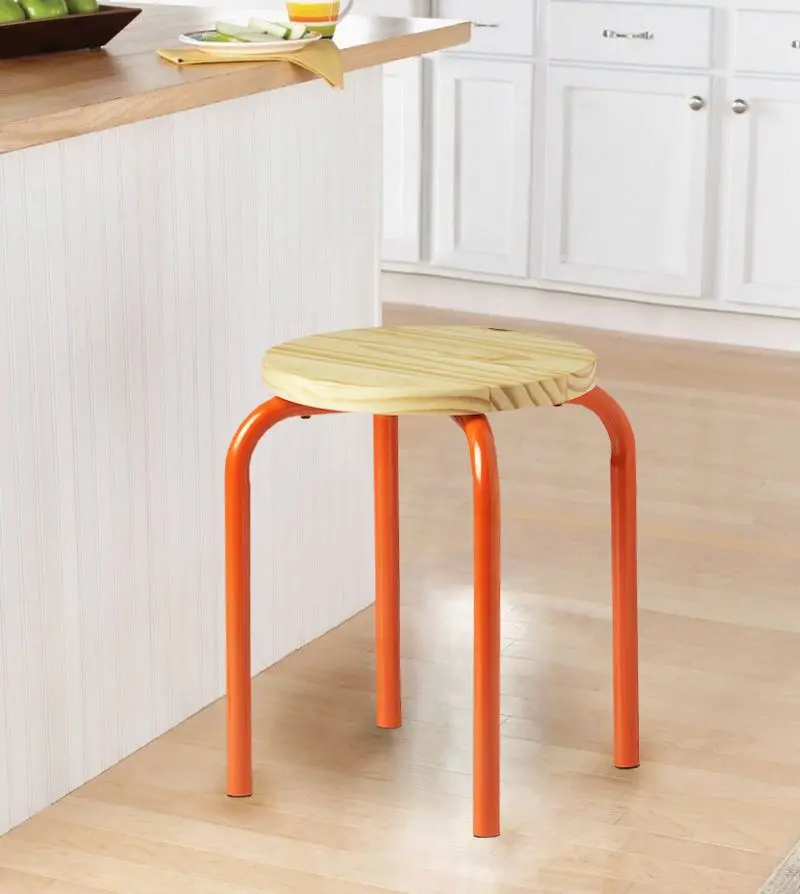 Табурет Ikea Domsten (Оранжевый/Сосна)