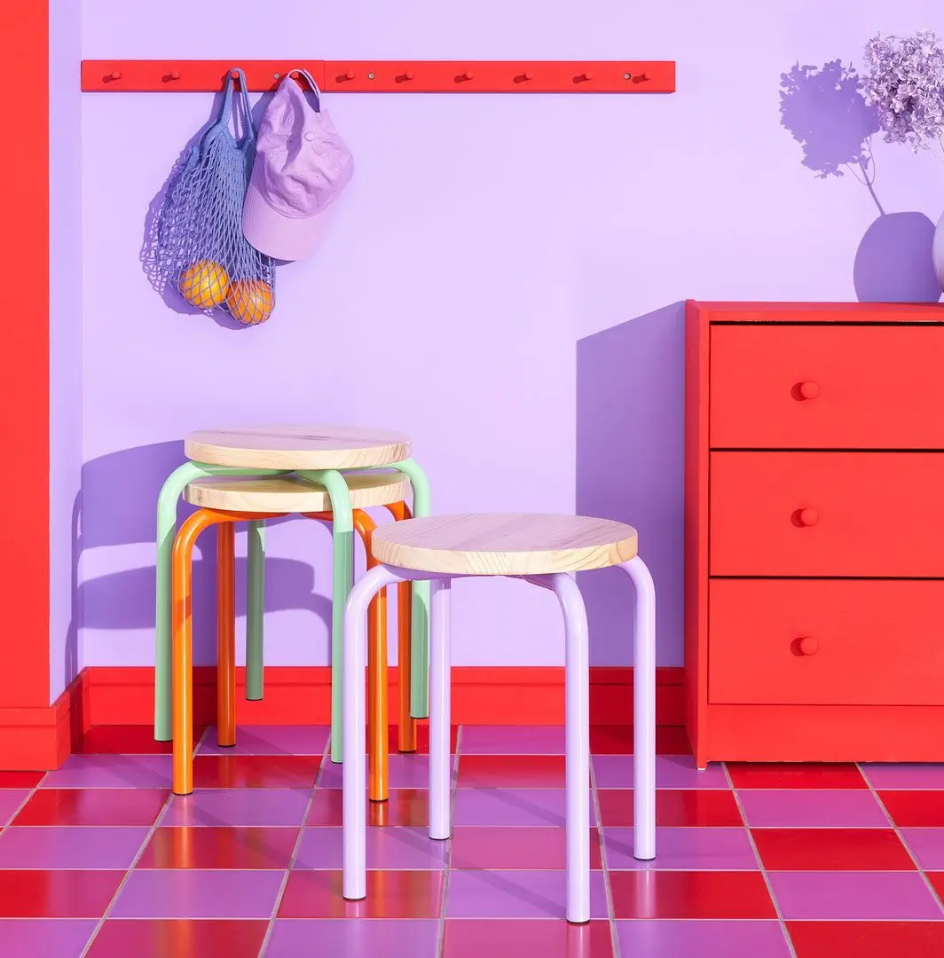 Табурет Ikea Domsten (Сиреневый/Сосна)