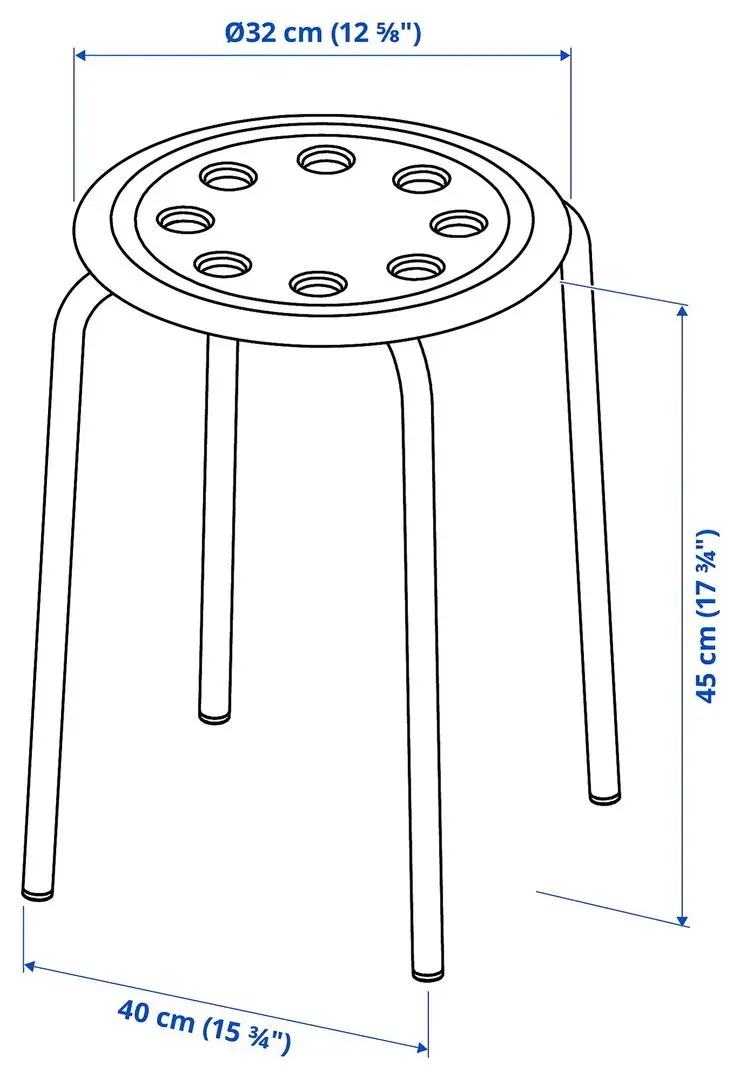Taburet Ikea Marius 45cm (Alb)