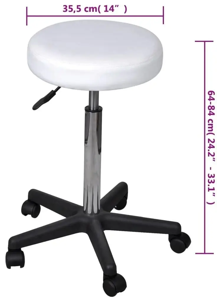 Taburet pentru salon de infrumusetare VidaXL 240470 (White)