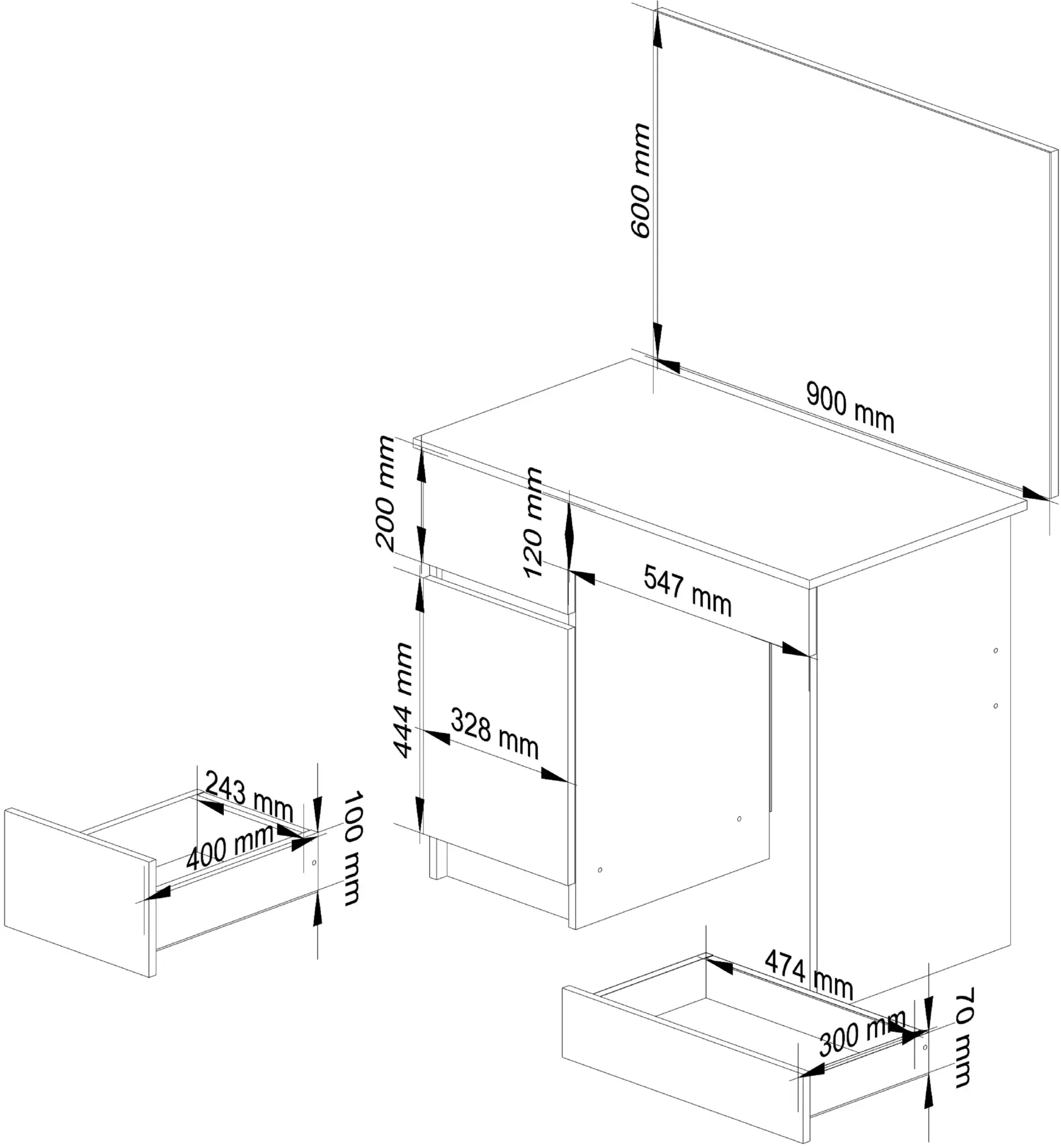 Masa de toaleta Akord CLP P-2/SL 900x600 Left PK (Sonoma Oak/White) - 4