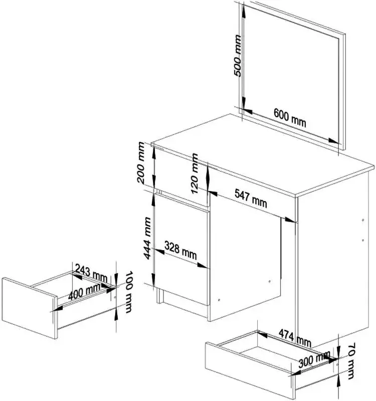 Masa de toaleta Akord P-2/SL 500x600 Left (Sonoma Oak/White)
