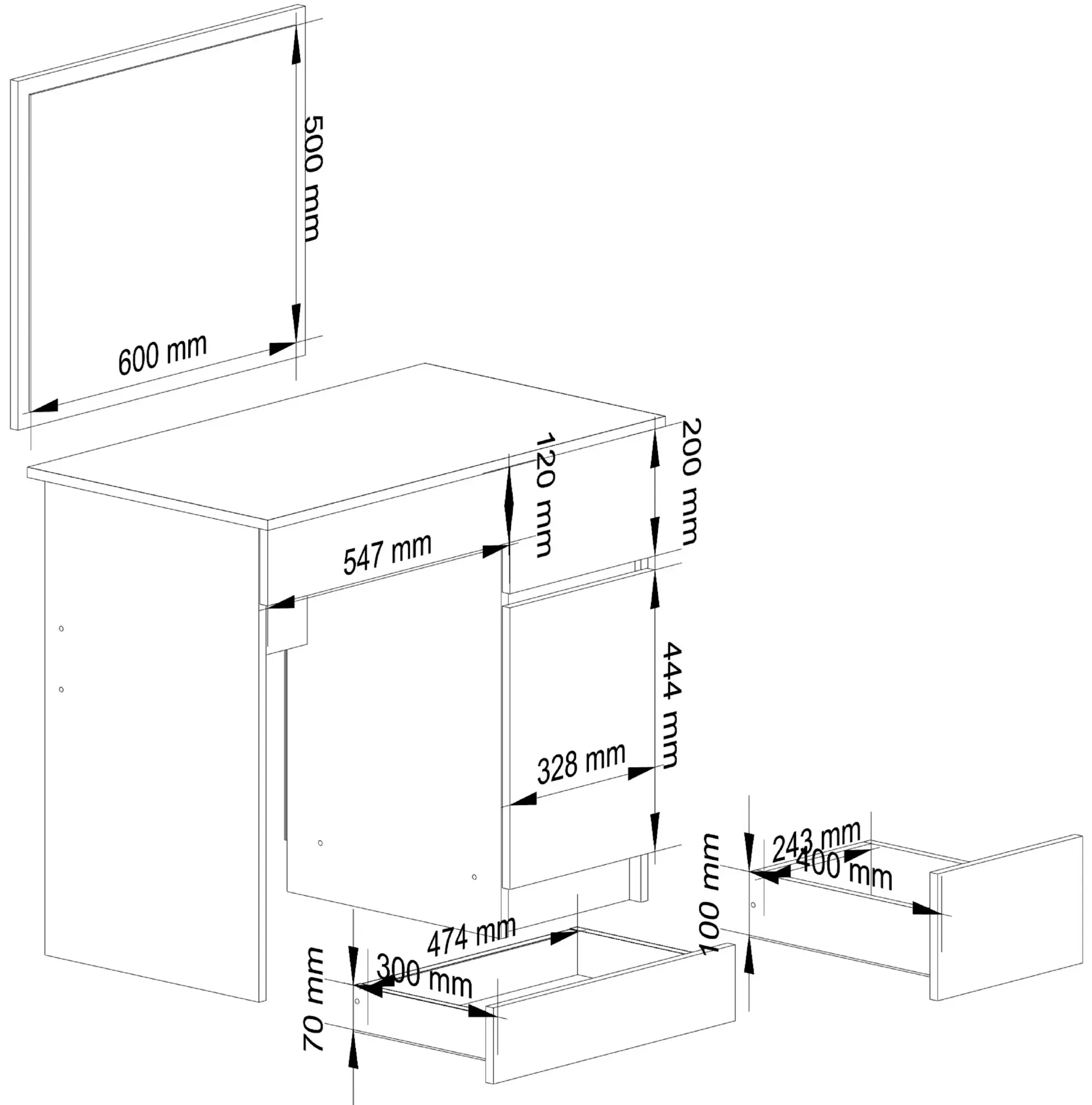 Masa de toaleta Akord P-2/SL 500x600 Right (Sonoma Oak)