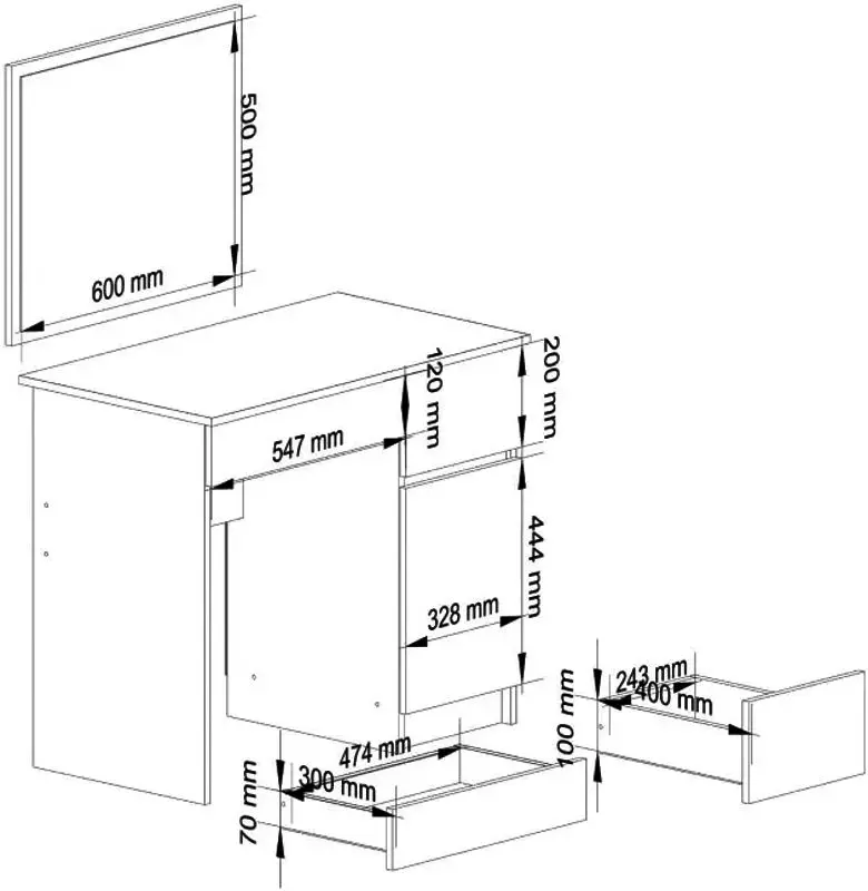 Masa de toaleta Akord P-2/SL 500x600 Right (Sonoma Oak/White)