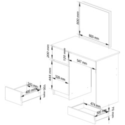 Masa de toaleta Akord P-2/SL 90/500x600 Left (White) Thumb
