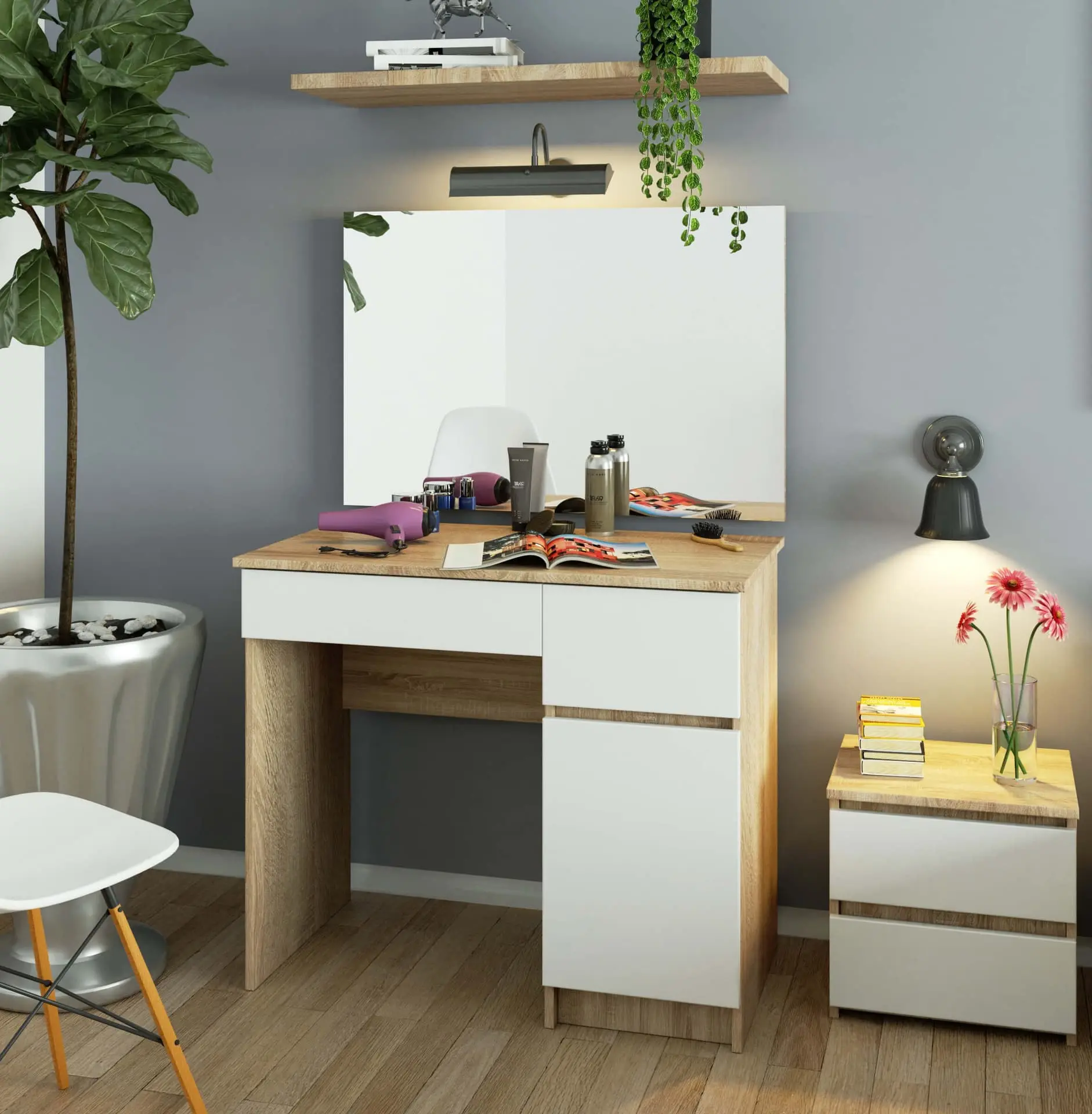 Masa de toaleta Akord P-2/SL 90/900x600 Right (Sonoma Oak/White) - 6