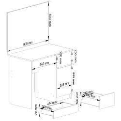 Туалетный столик Akord P-2/SL 900x600 Right (Sonoma Oak) Thumb
