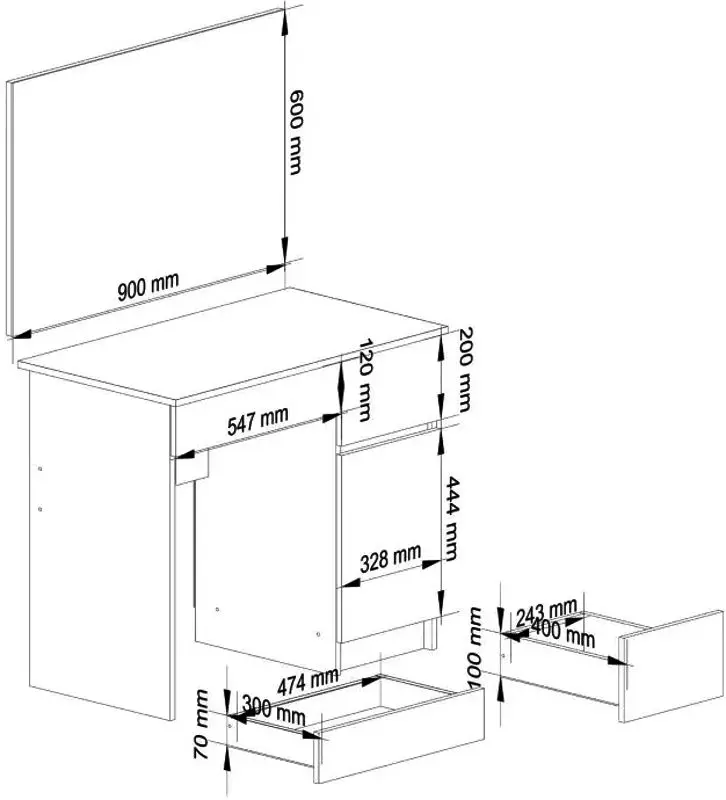 Masa de toaleta Akord P-2/SL 900x600 Right (Sonoma Oak)
