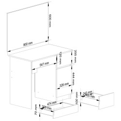 Masa de toaleta Akord P-2/SL 90/900x600 Right (White) Thumb