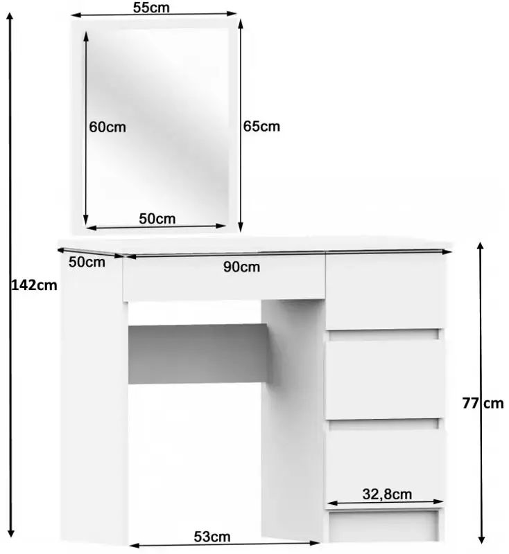 Masa de toaleta Akord T-6/SL 500x600 Right (White)